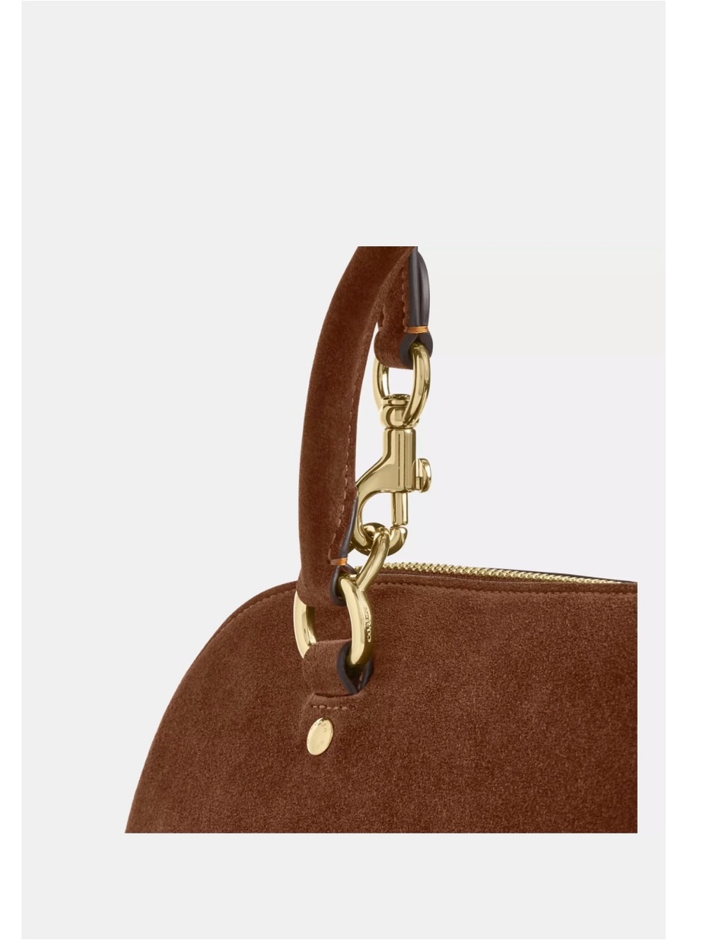 NWT COACH Lara Satchel Bag in Warm Brown Suede - Picture 13 of 14